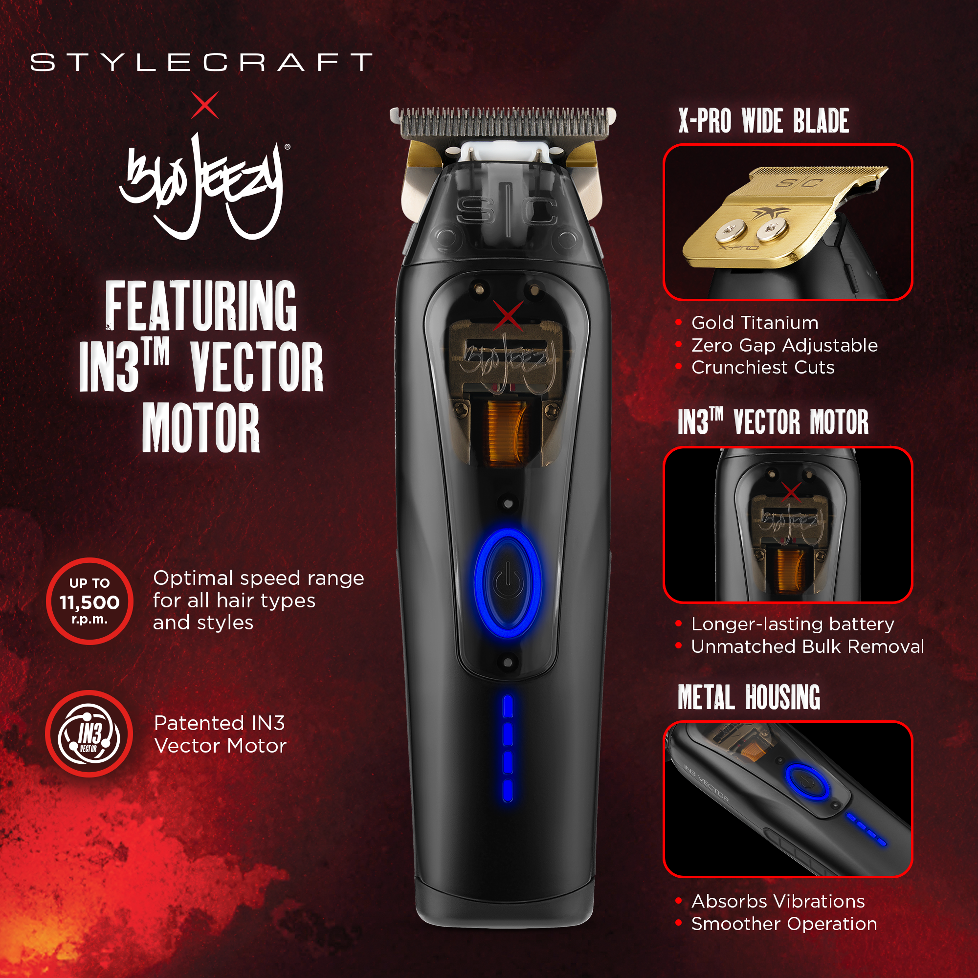 StyleCraft X 360 Jeezy Cordless Vector Trimmer