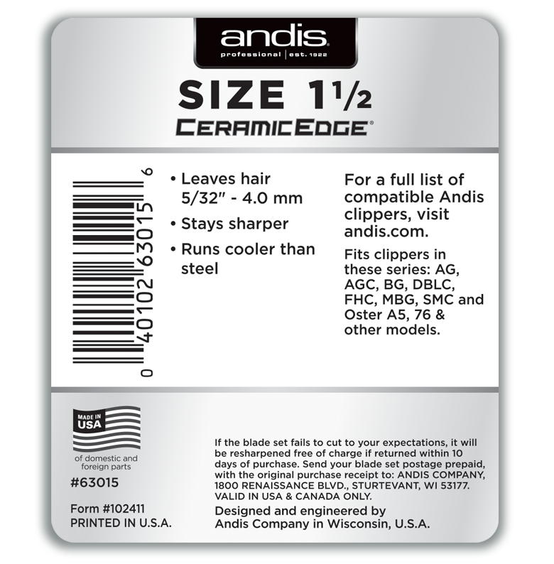 Andis CeramicEdge® Detachable Blade, Size #1.5