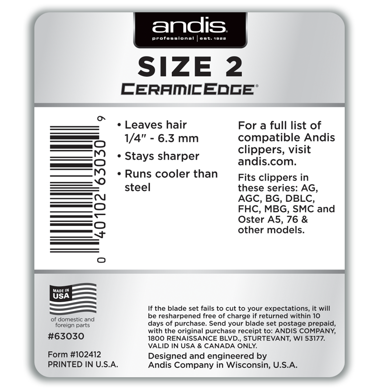 Andis CeramicEdge® Detachable Blade, Size #2