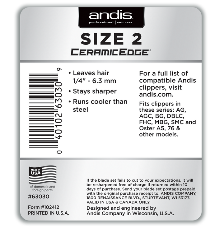 Andis CeramicEdge® Detachable Blade, Size #2