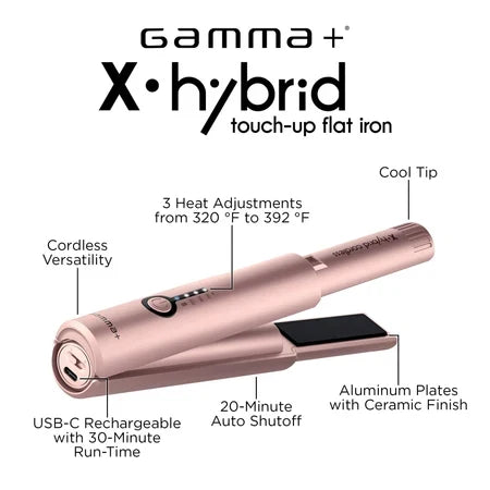 Gamma+ X-Hybrid Cordless Touch Up Flat Iron Rose Gold