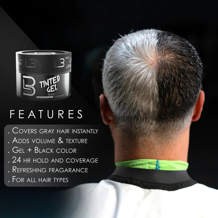 LV3 Tinted Hair Gel - Black Colour 250 ml