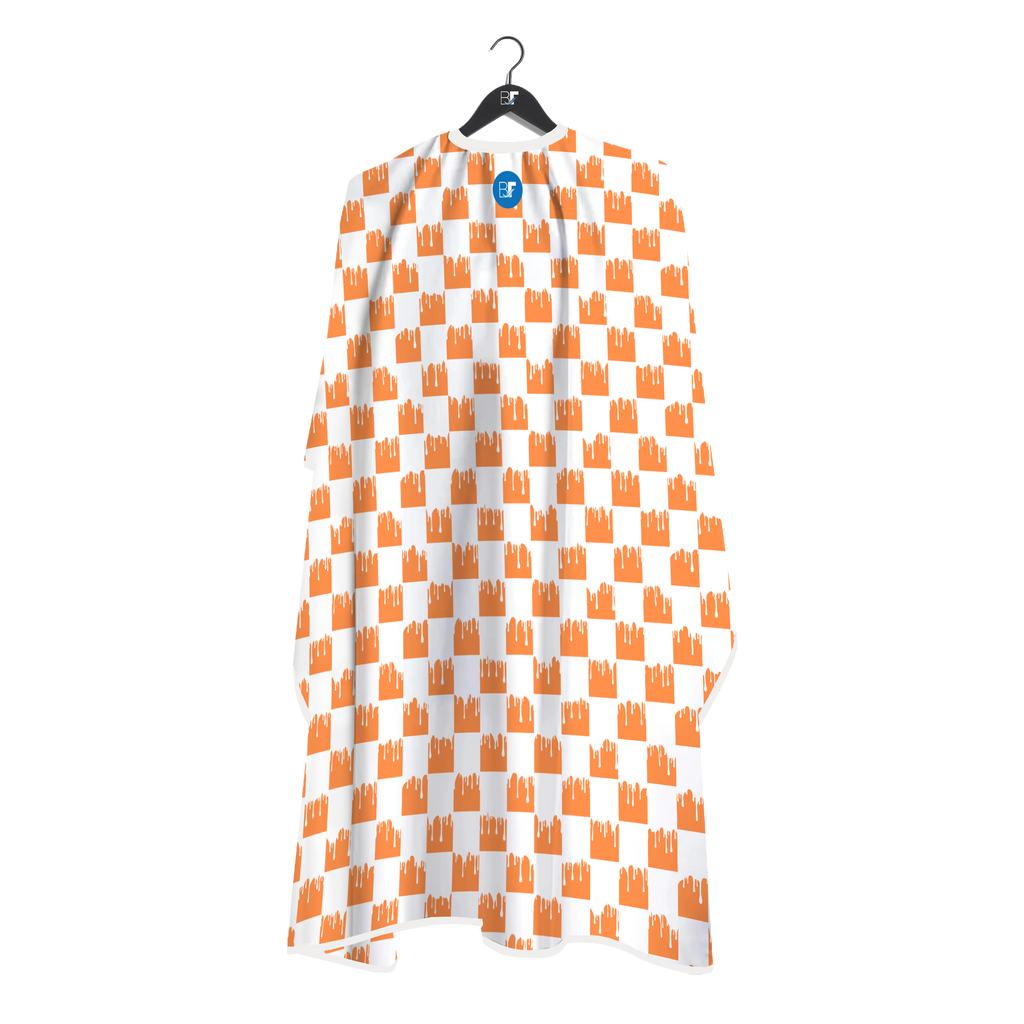 Barber Flow Dripped Checker Cape - Orange