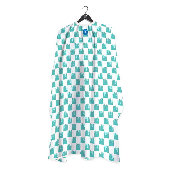 Barber Flow Dripped Checker Cape - Turquoise