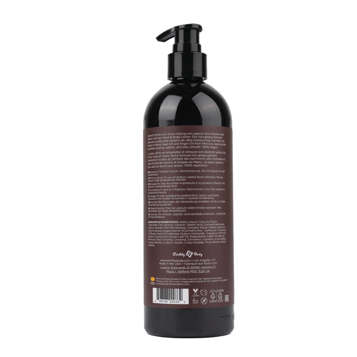 Earthly Body Hemp Seed Hand & Body Lotion Nag Champa 16OZ