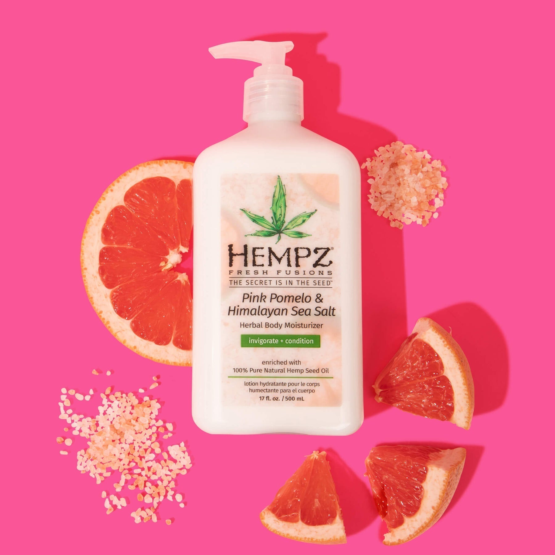 Hempz Fresh Fusions Pink Pomelo & Himalayan Sea Salt Herbal Body Moisturizer 17 OZ.