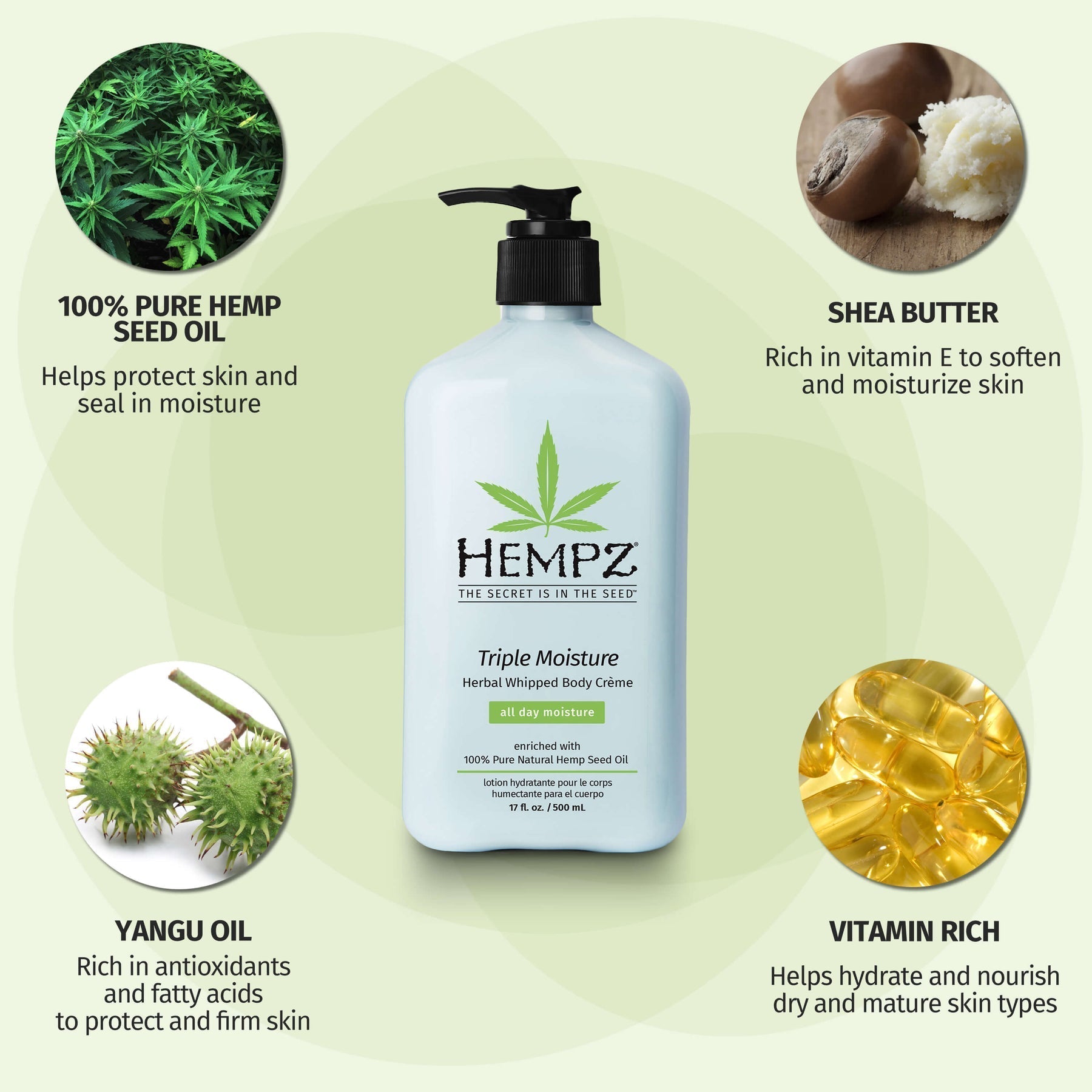 Hempz Triple Moisture Herbal Whipped Body Creme 17 OZ.
