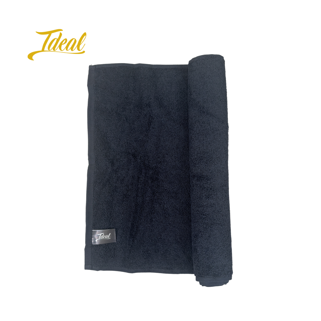 Ideal Cotton Barber Towels Black 16" x 28" (12 Pack)
