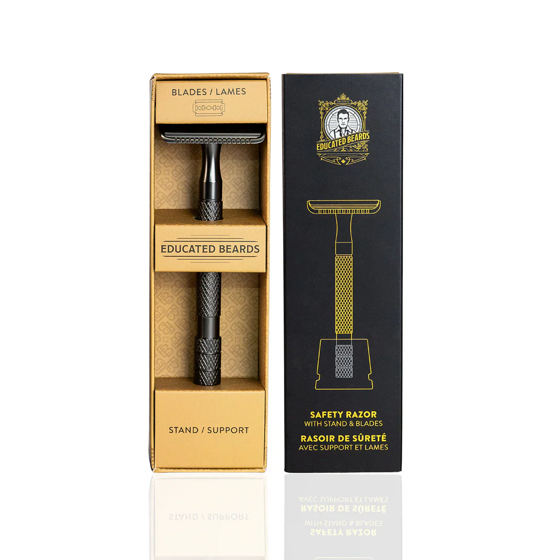 Educated Beards Safety Razor with Stand & 10 Blades
