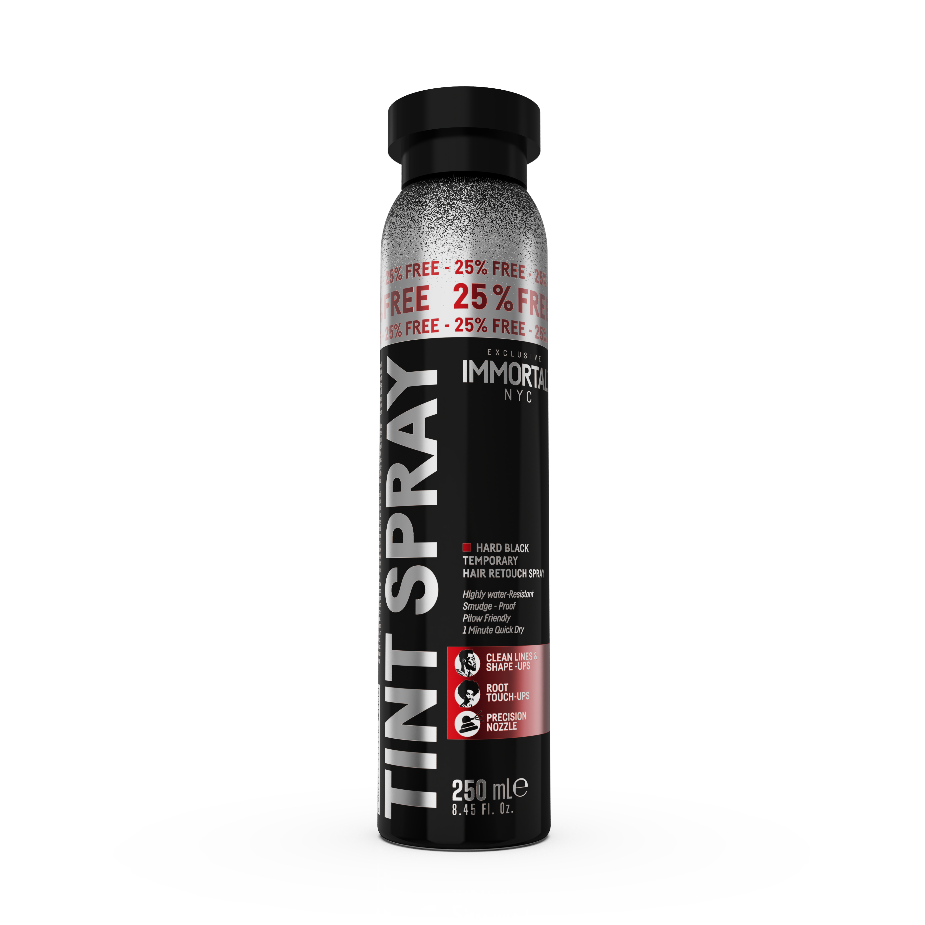 Immortal NYC Hair Retouch Temporary Tint Spray Hard Black 250ML