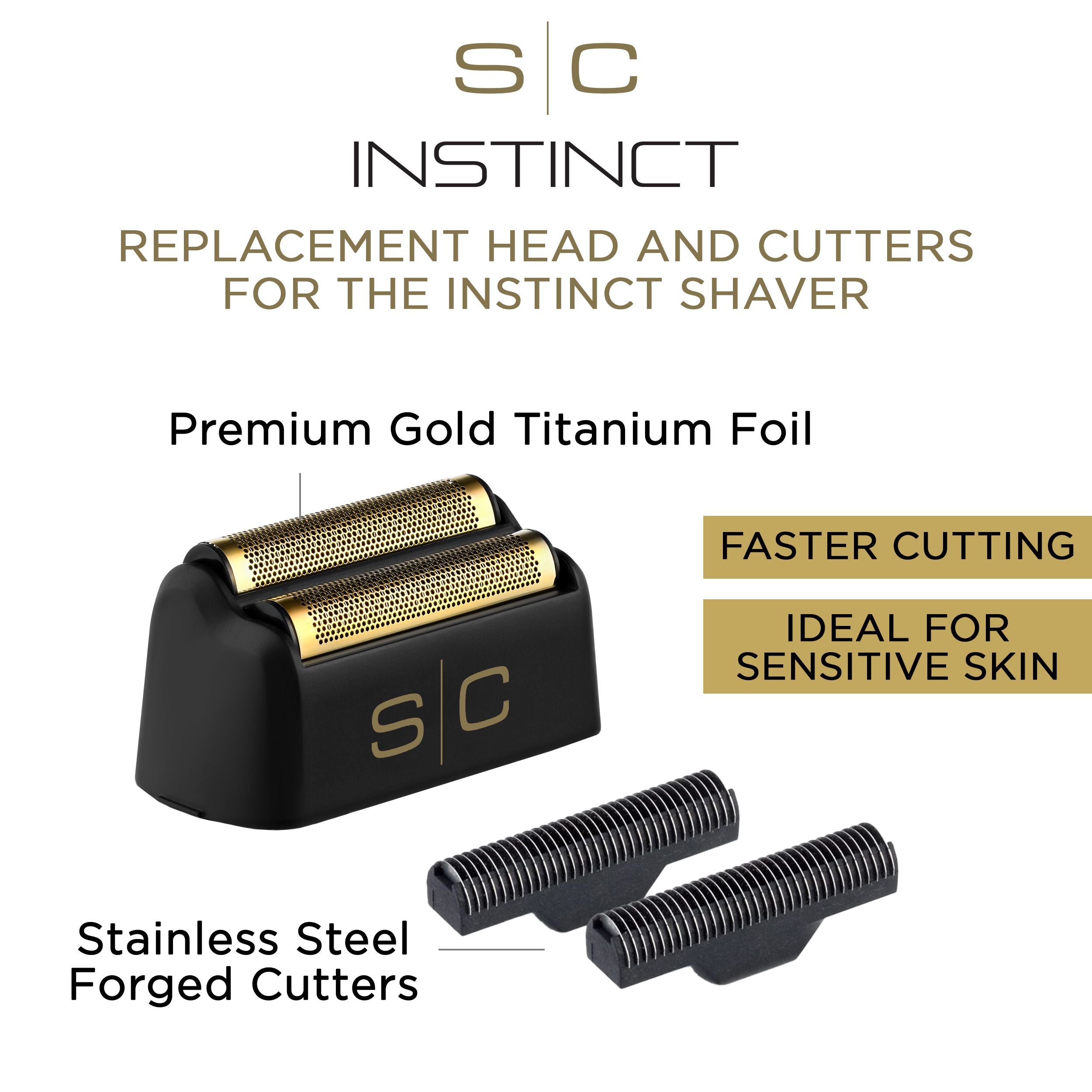 S|C Instinct Shaver Replacement Matte Black Titanium Replacement Foil and Cutter Set